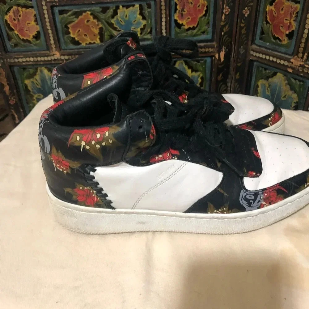 COACH C210 LEATHER WILD LILY FLORAL MID TOPS SIZE 8.5: 41 - Picture 3 of 6